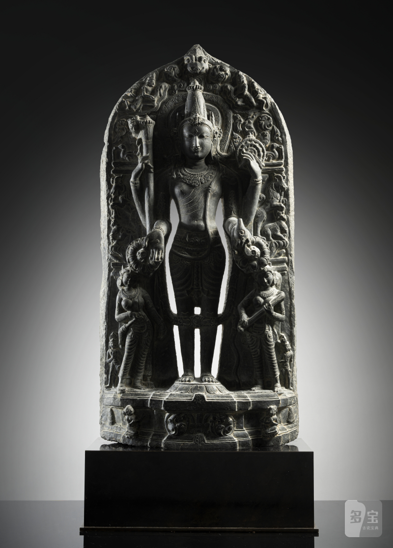 A FINE AND LARGE PHYLLITE STONE STELE DEPICTING VISHNU - 图2